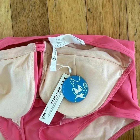 CUPSHE Women's One Piece Swimsuit Pink Deep-V Bathing Suit Sz L - Picture 4 of 8